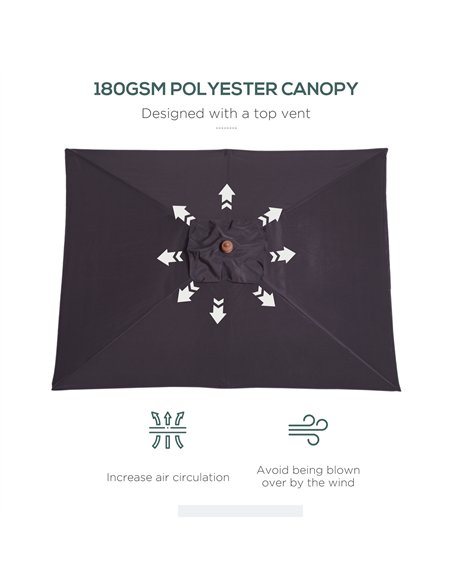 Outsunny 2m x 1.5m Garden Parasol Umbrella with Tilting Sunshade Canopy, Outdoor Market Table Umbrella with Wood and Bamboo Fram - pic 118591 | FastDaddyshop