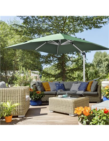 Outsunny 3 x 3(m) Cantilever Roma Parasol, Square Garden Umbrella with Cross Base, Crank Handle, Tilt, 360° Rotation and Alumini