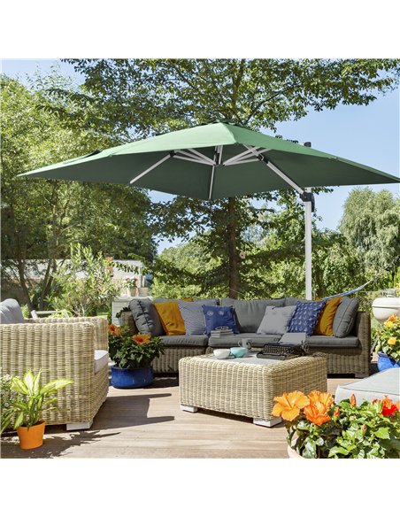 Outsunny 3 x 3(m) Cantilever Roma Parasol, Square Garden Umbrella with Cross Base, Crank Handle, Tilt, 360° Rotation and Alumini - pic 118597 | FastDaddyshop