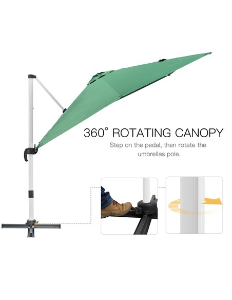 Outsunny 3 x 3(m) Cantilever Roma Parasol, Square Garden Umbrella with Cross Base, Crank Handle, Tilt, 360° Rotation and Alumini - pic 118599 | FastDaddyshop