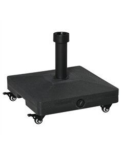 Outsunny 20kg Garden Parasol Base with Wheels Heavy Duty Sand or Water Filled Patio Umbrella Base for Outdoor Deck Beach Black
