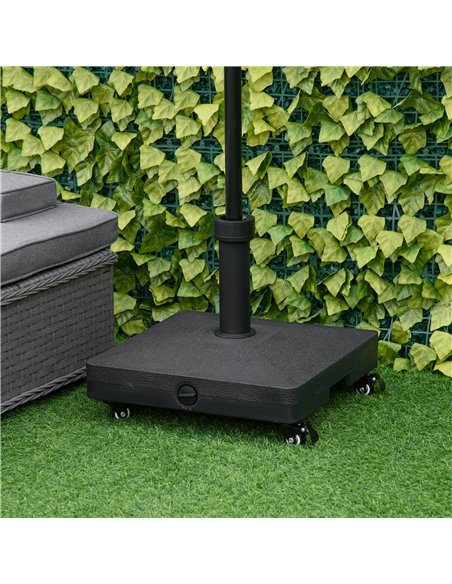 Outsunny 20kg Garden Parasol Base with Wheels Heavy Duty Sand or Water Filled Patio Umbrella Base for Outdoor Deck Beach Black - pic 118606 | FastDaddyshop