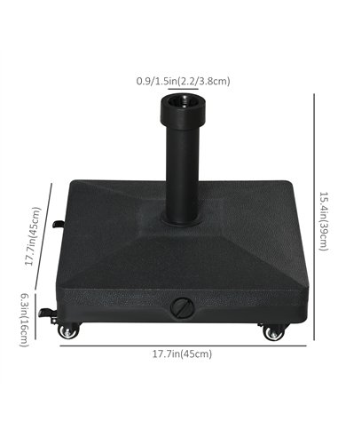 Outsunny 20kg Garden Parasol Base with Wheels Heavy Duty Sand or Water Filled Patio Umbrella Base for Outdoor Deck Beach Black