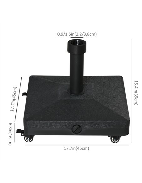 Outsunny 20kg Garden Parasol Base with Wheels Heavy Duty Sand or Water Filled Patio Umbrella Base for Outdoor Deck Beach Black - pic 118607 | FastDaddyshop