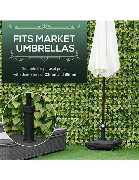 Outsunny 20kg Garden Parasol Base with Wheels Heavy Duty Sand or Water Filled Patio Umbrella Base for Outdoor Deck Beach Black - pic 118608 | FastDaddyshop