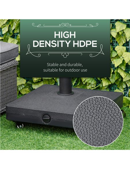 Outsunny 20kg Garden Parasol Base with Wheels Heavy Duty Sand or Water Filled Patio Umbrella Base for Outdoor Deck Beach Black - pic 118610 | FastDaddyshop