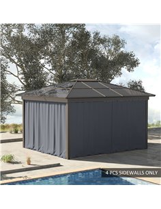 Outsunny Replacement Gazebo Curtains 4-Panel Sidewalls with Zipper for 3 x 3 (M) Yard Gazebos Canopy Tent, Dark Grey 2