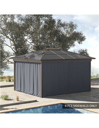 Outsunny Replacement Gazebo Curtains 4-Panel Sidewalls with Zipper for 3 x 3 (M) Yard Gazebos Canopy Tent, Dark Grey