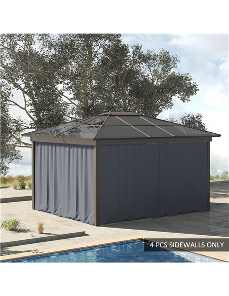 Outsunny Replacement Gazebo Curtains 4-Panel Sidewalls with Zipper for 3 x 3 (M) Yard Gazebos Canopy Tent, Dark Grey - pic 118615 | FastDaddyshop
