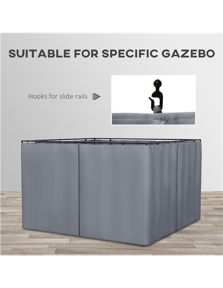 Outsunny Replacement Gazebo Curtains 4-Panel Sidewalls with Zipper for 3 x 3 (M) Yard Gazebos Canopy Tent, Dark Grey - pic 118617 | FastDaddyshop