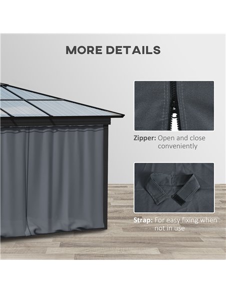 Outsunny Replacement Gazebo Curtains 4-Panel Sidewalls with Zipper for 3 x 3 (M) Yard Gazebos Canopy Tent, Dark Grey - pic 118619 | FastDaddyshop
