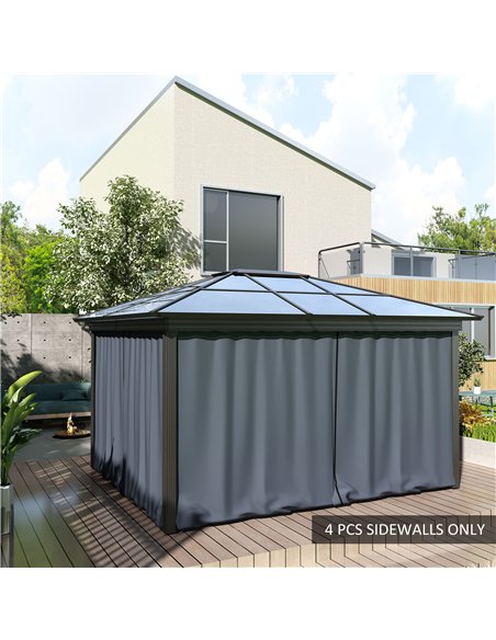 Outsunny Replacement Gazebo Curtains 4-Panel Sidewalls with Zipper for 3 x 3 (M) Yard Gazebos Canopy Tent, Dark Grey - pic 118620 | FastDaddyshop