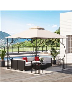 Outsunny 3x3(m) Replacement Gazebo Canopy, Double Tier Roof Top for Garden, Patio, Outdoor, Beige (TOP ONLY) 2