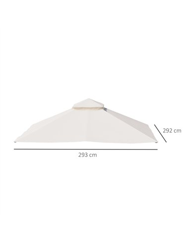 Outsunny 3x3(m) Replacement Gazebo Canopy, Double Tier Roof Top for Garden, Patio, Outdoor, Beige (TOP ONLY)