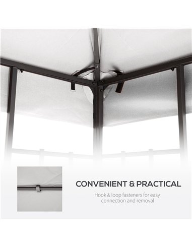 Outsunny 3x3(m) Replacement Gazebo Canopy, Double Tier Roof Top for Garden, Patio, Outdoor, Beige (TOP ONLY)