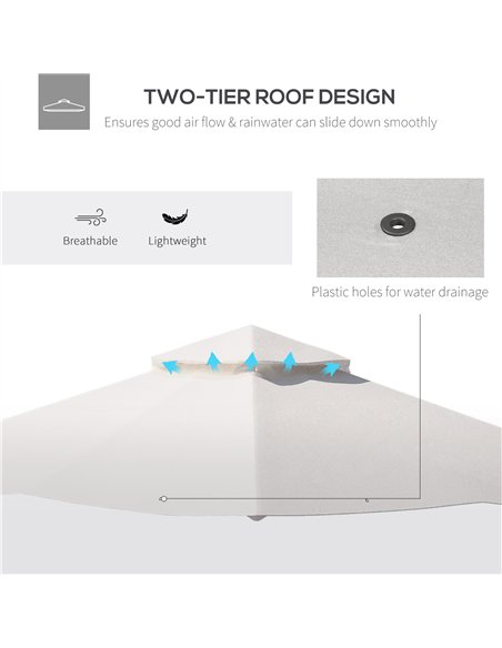 Outsunny 3x3(m) Replacement Gazebo Canopy, Double Tier Roof Top for Garden, Patio, Outdoor, Beige (TOP ONLY) - pic 118628 | FastDaddyshop