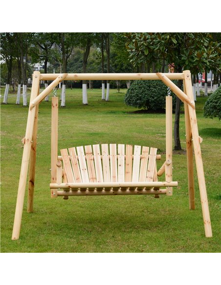 Outsunny Outdoor 2 Seater Larch Wood Wooden Garden Porch Swing Chair  Hammock Bench Lounger - pic 11863 | FastDaddyshop