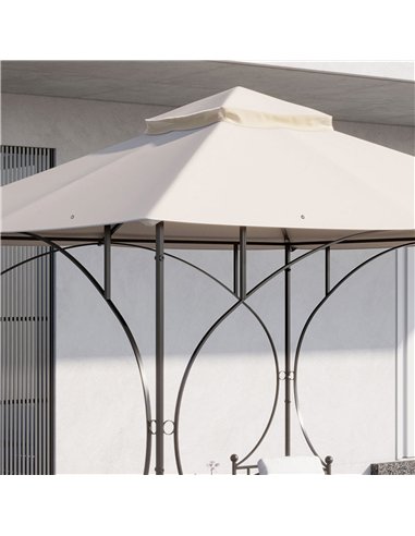 Outsunny 3x3(m) Replacement Gazebo Canopy, Double Tier Roof Top for Garden, Patio, Outdoor, Beige (TOP ONLY)