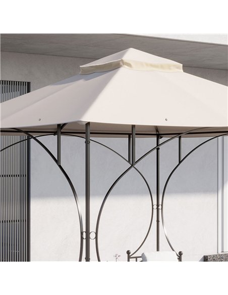 Outsunny 3x3(m) Replacement Gazebo Canopy, Double Tier Roof Top for Garden, Patio, Outdoor, Beige (TOP ONLY) - pic 118630 | FastDaddyshop