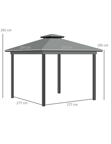 Outsunny 3 x 3(m) Patio Gazebo Canopy Garden Pavilion Tent Shelter Marquee with 2 Tier Roof, Netting and Curtains, Light Grey - pic 118634 | FastDaddyshop