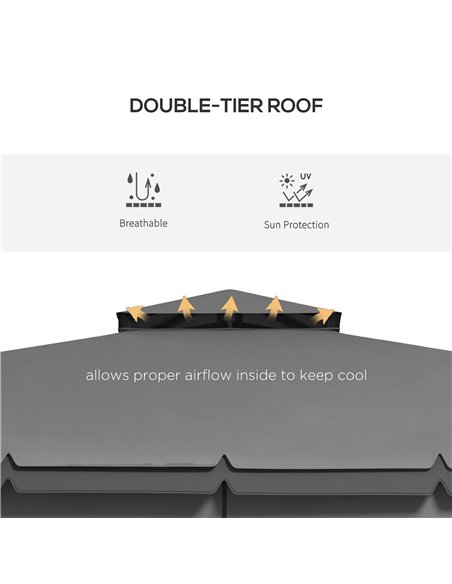 Outsunny 3 x 3(m) Patio Gazebo Canopy Garden Pavilion Tent Shelter Marquee with 2 Tier Roof, Netting and Curtains, Light Grey - pic 118635 | FastDaddyshop