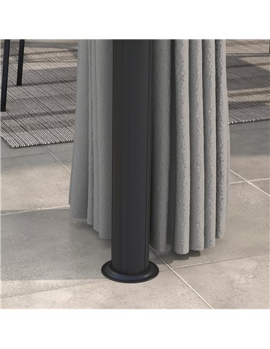 Outsunny 3 x 3(m) Patio Gazebo Canopy Garden Pavilion Tent Shelter Marquee with 2 Tier Roof, Netting and Curtains, Light Grey