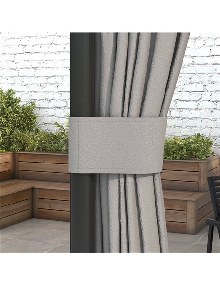 Outsunny 3 x 3(m) Patio Gazebo Canopy Garden Pavilion Tent Shelter Marquee with 2 Tier Roof, Netting and Curtains, Light Grey - pic 118639 | FastDaddyshop