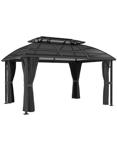 Outsunny 4 x 3m Aluminium Frame Hard Gazebo, with Accessories - Black - pic 118641 | FastDaddyshop