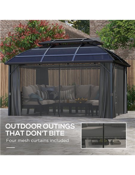 Outsunny 4 x 3m Aluminium Frame Hard Gazebo, with Accessories - Black - pic 118645 | FastDaddyshop