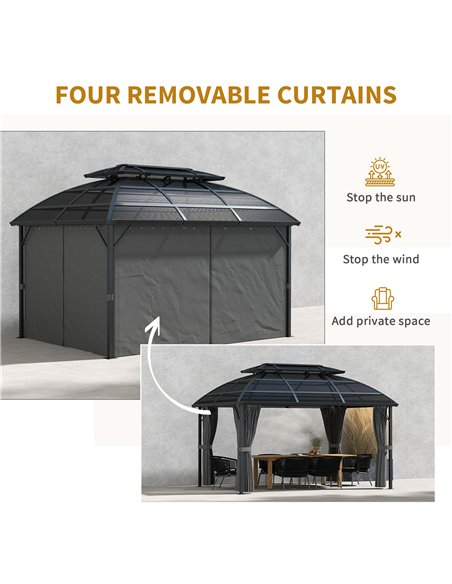 Outsunny 4 x 3m Aluminium Frame Hard Gazebo, with Accessories - Black - pic 118646 | FastDaddyshop
