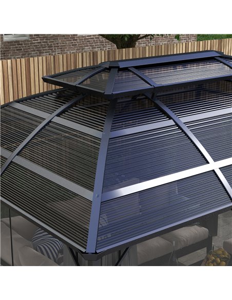 Outsunny 4 x 3m Aluminium Frame Hard Gazebo, with Accessories - Black - pic 118648 | FastDaddyshop