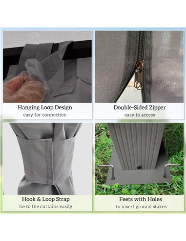 Outsunny 4 x 3(m) Patio Gazebo Canopy, with Vented Roof, Netting, Curtains, Aluminium Frame, Grey
