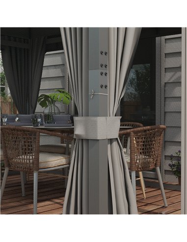 Outsunny 4 x 3(m) Patio Gazebo Canopy, with Vented Roof, Netting, Curtains, Aluminium Frame, Grey