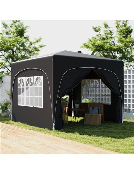Outsunny 3 x 3m Pop-Up Gazebo Shelter, with Accessories - Black - pic 118660 | FastDaddyshop