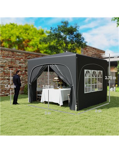 Outsunny 3 x 3m Pop-Up Gazebo Shelter, with Accessories - Black