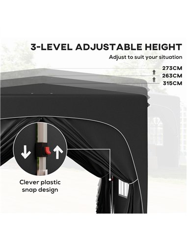Outsunny 3 x 3m Pop-Up Gazebo Shelter, with Accessories - Black