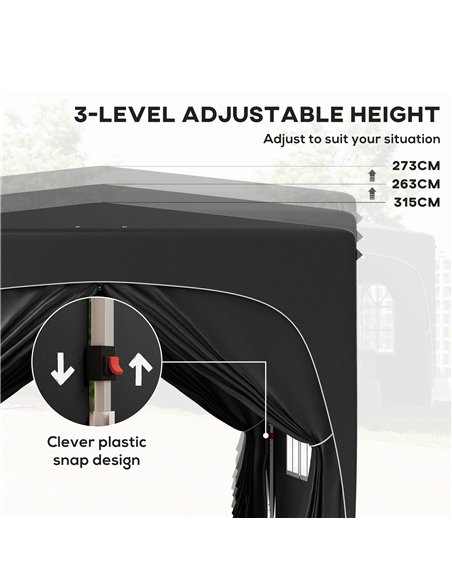 Outsunny 3 x 3m Pop-Up Gazebo Shelter, with Accessories - Black - pic 118663 | FastDaddyshop