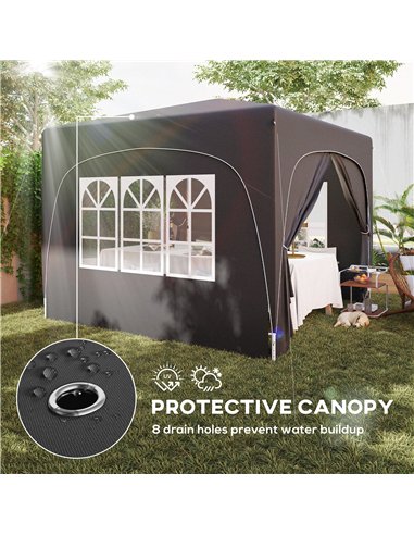 Outsunny 3 x 3m Pop-Up Gazebo Shelter, with Accessories - Black
