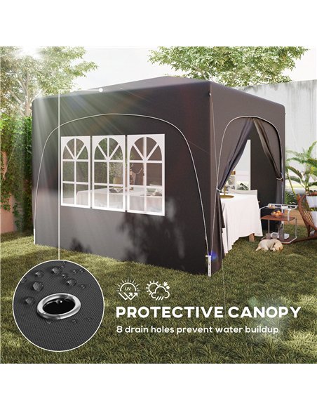 Outsunny 3 x 3m Pop-Up Gazebo Shelter, with Accessories - Black - pic 118664 | FastDaddyshop