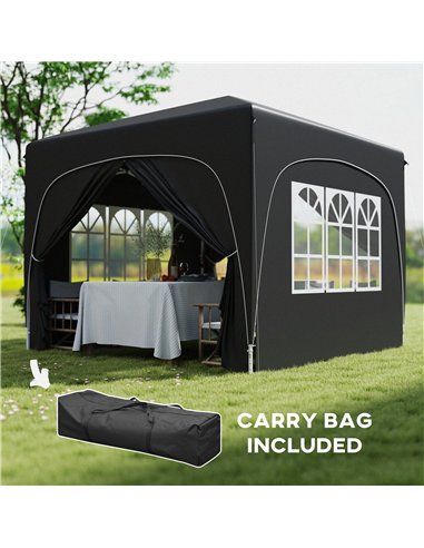 Outsunny 3 x 3m Pop-Up Gazebo Shelter, with Accessories - Black