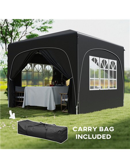 Outsunny 3 x 3m Pop-Up Gazebo Shelter, with Accessories - Black - pic 118665 | FastDaddyshop