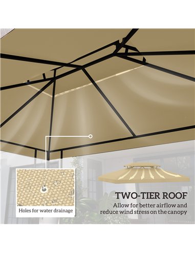 Outsunny Gazebo Roof Replacement, for 3 x 4m Frames - Cream