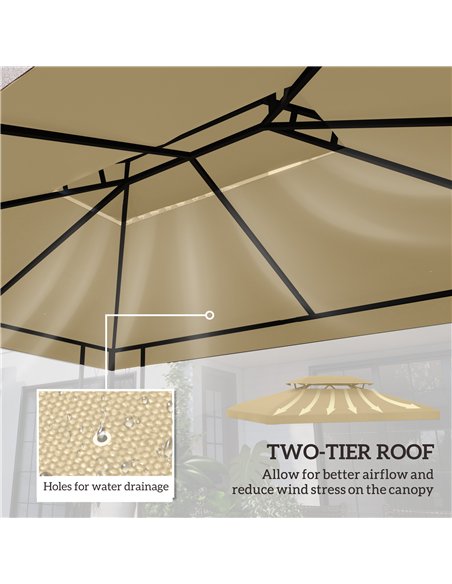 Outsunny Gazebo Roof Replacement, for 3 x 4m Frames - Cream - pic 118671 | FastDaddyshop