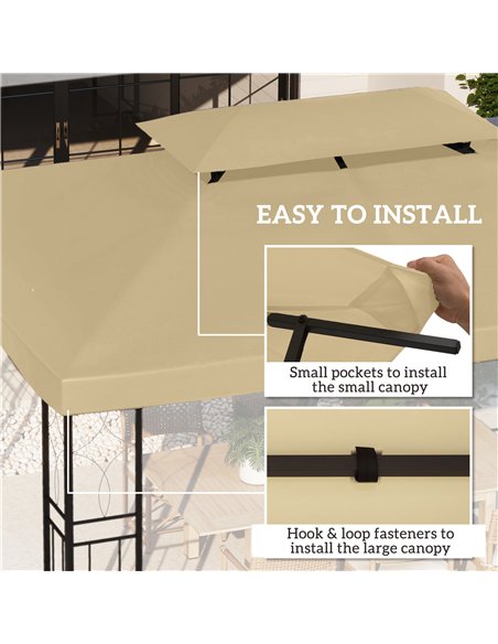 Outsunny Gazebo Roof Replacement, for 3 x 4m Frames - Cream - pic 118672 | FastDaddyshop
