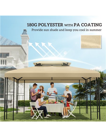 Outsunny Gazebo Roof Replacement, for 3 x 4m Frames - Cream - pic 118673 | FastDaddyshop