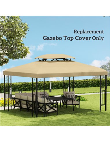 Outsunny Gazebo Roof Replacement, for 3 x 4m Frames - Cream