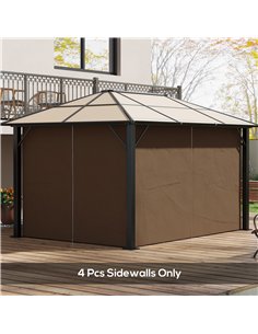 Outsunny Set of Four 3 x 4m Gazebo Replacement Walls - Dark Brown 2