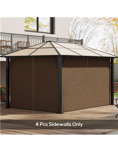 Outsunny Set of Four 3 x 4m Gazebo Replacement Walls - Dark Brown
