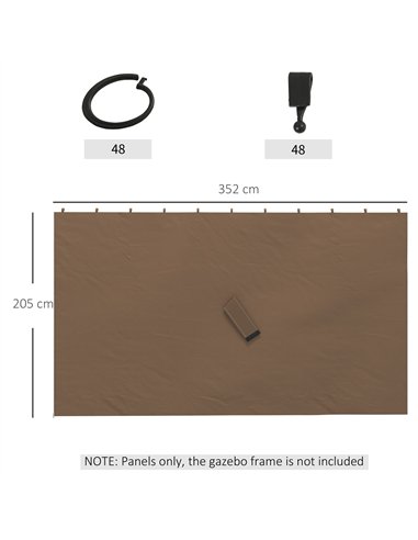 Outsunny Set of Four 3 x 4m Gazebo Replacement Walls - Dark Brown