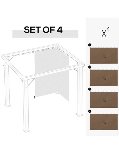 Outsunny Set of Four 3 x 4m Gazebo Replacement Walls - Dark Brown